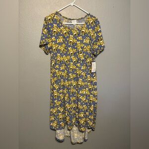 LuLaRoe Blue and Yellow Floral Midi Dress